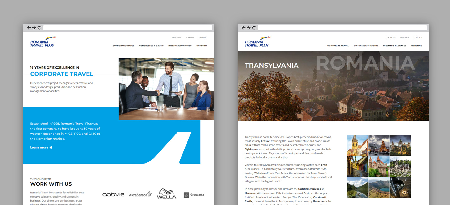 Romania Travel Plus website on desktop